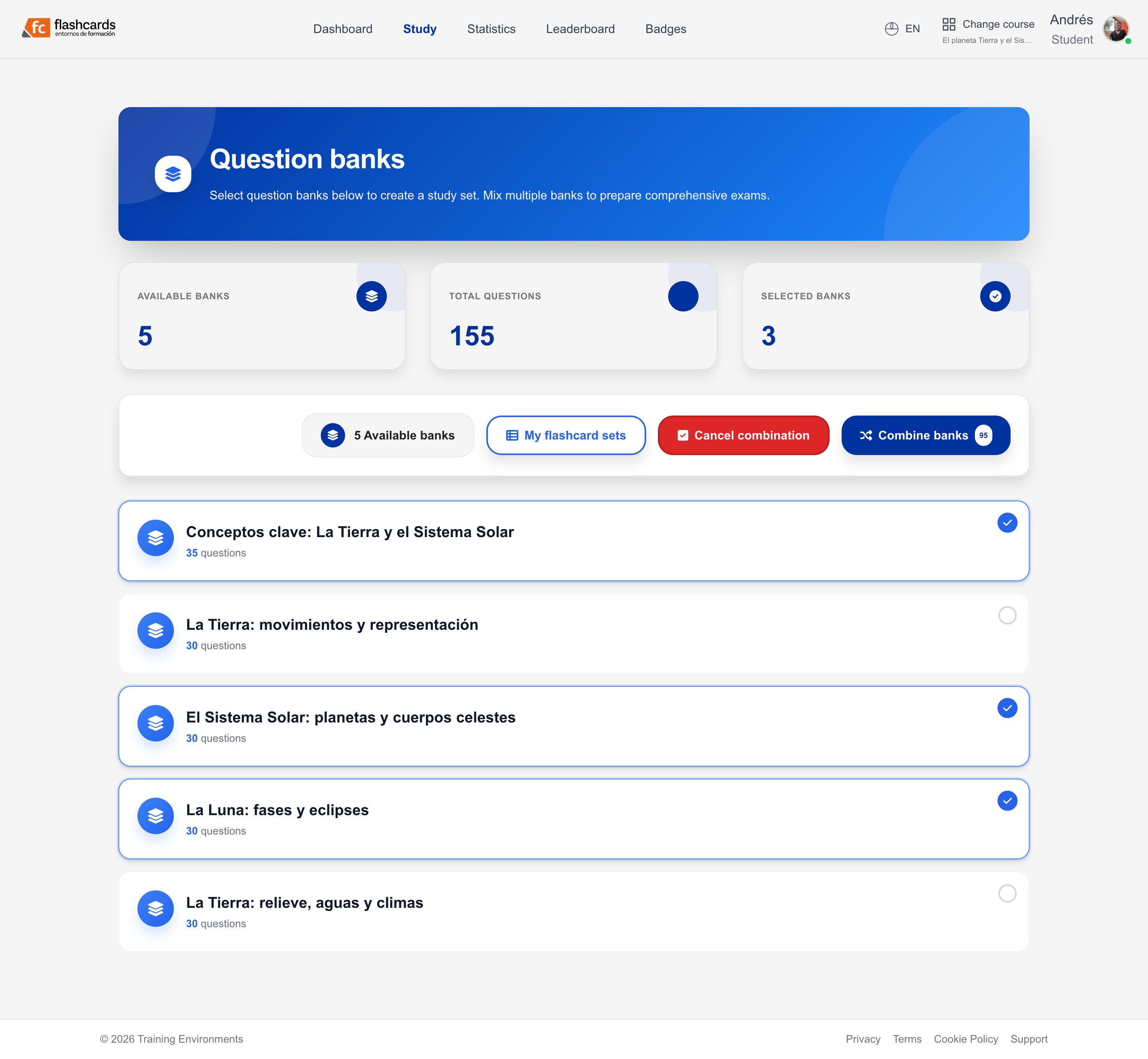 Question banks selection