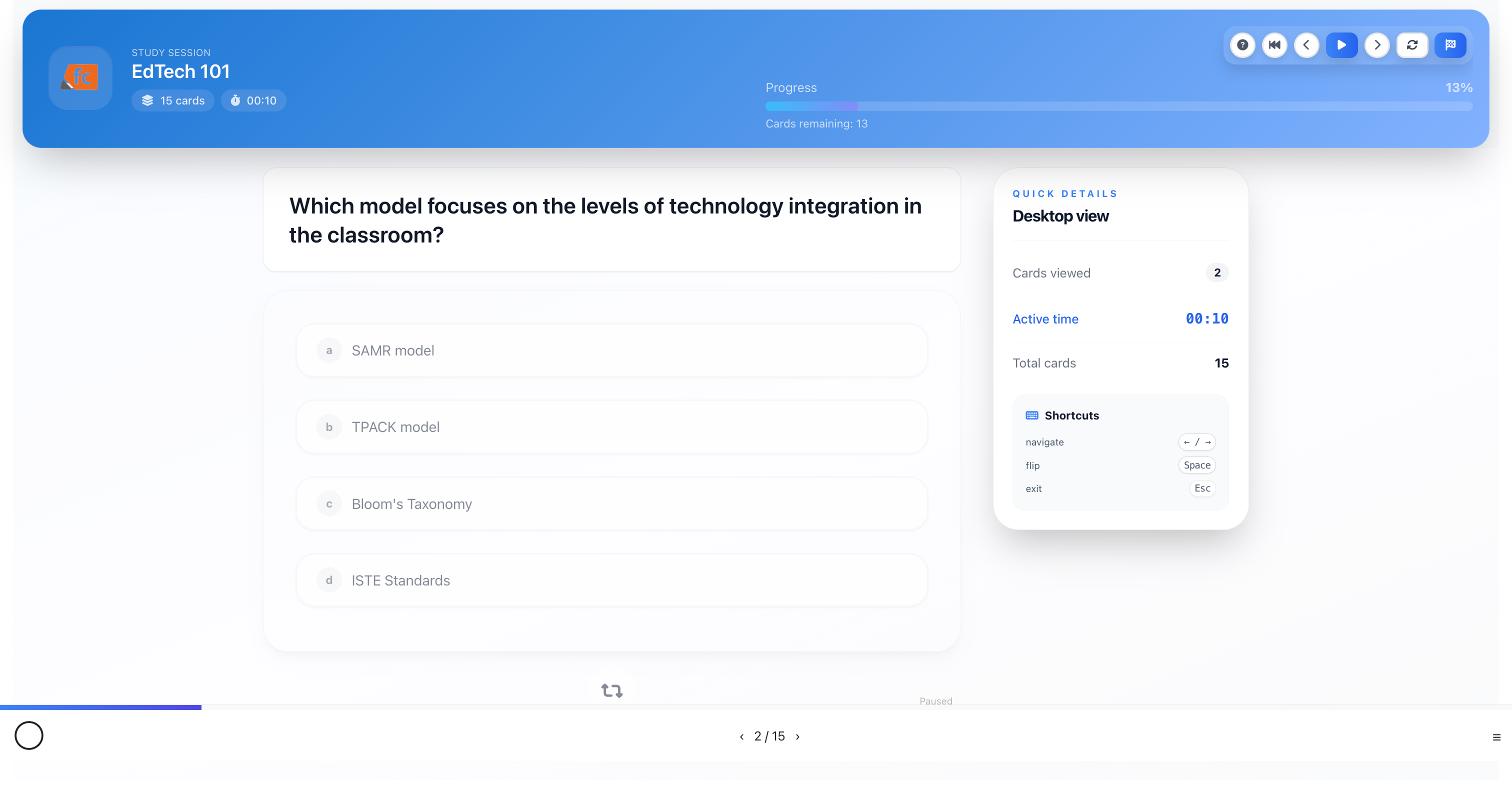 Focused study session